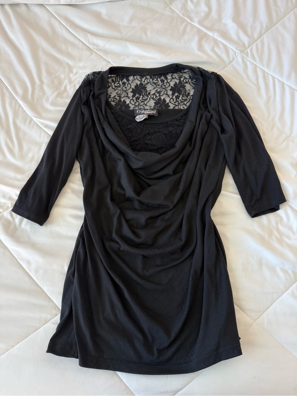 Hypnotized Black Lace-Back Cowl Top